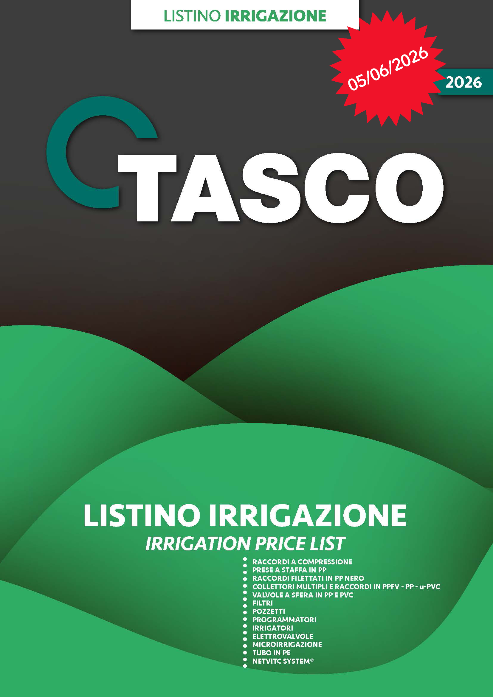 LISTINO IRRIGAZIONE 2026