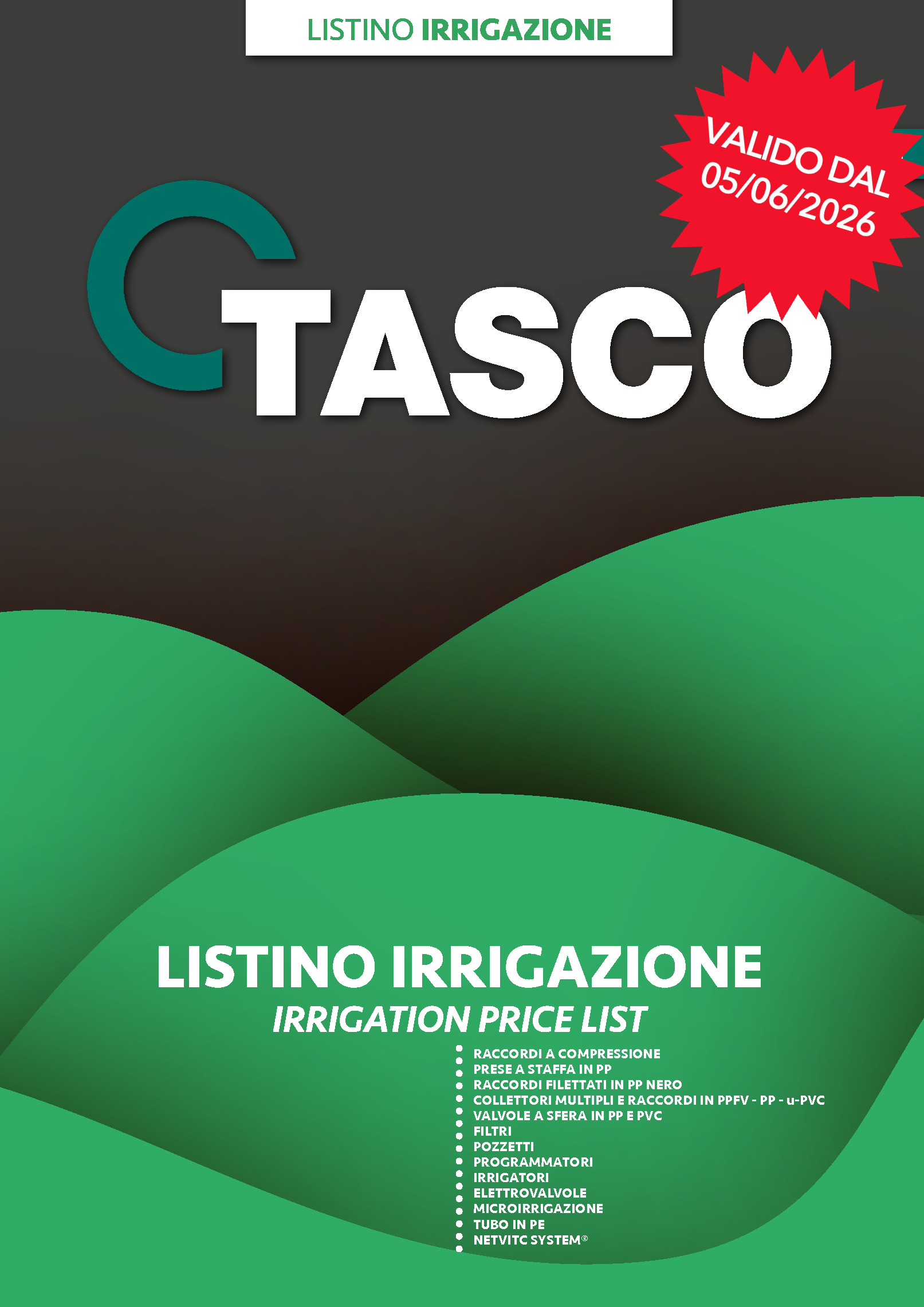 LISTINO IRRIGAZIONE 2026